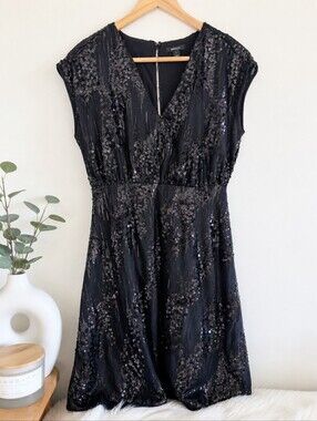RW&CO. Silver Sequin Midi Dress
